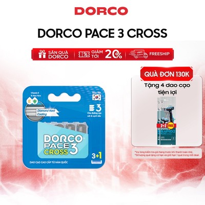 Đầu Cạo Râu Hàn Quốc 3 Lưỡi DORCO PACE 3 CROSS - (PRM)TRC1040(3+1)-B - Vỉ 4 Đầu Cạo
