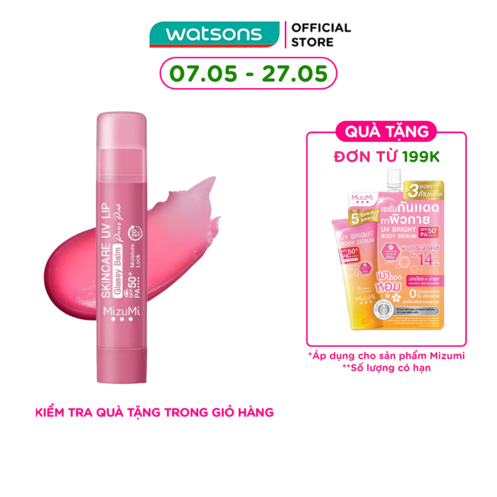 Son Dưỡng Chống Nắng Mizumi Skincare UV Lip Glassy Balm 3.5g