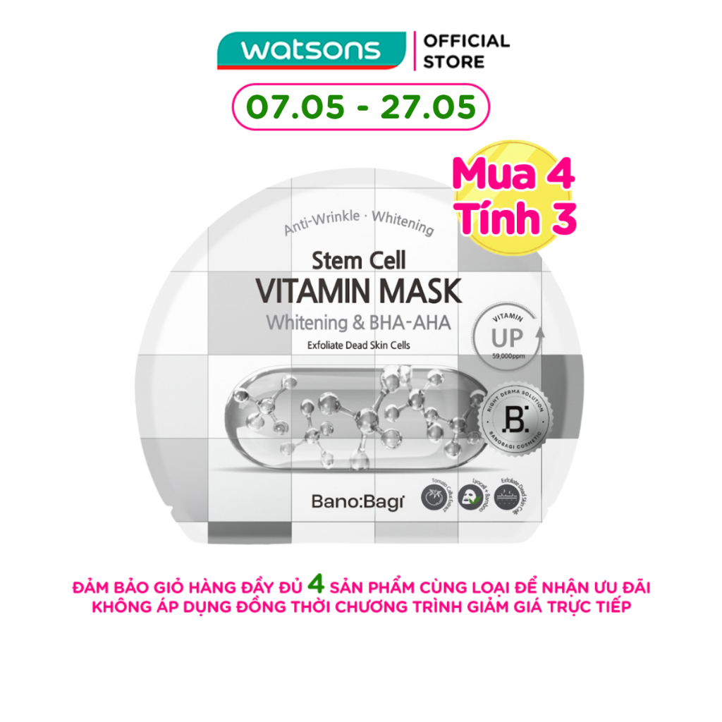 Mặt Nạ Banobagi Stem Cell Vitamin Mask Whitening and BHA-AHA 30g