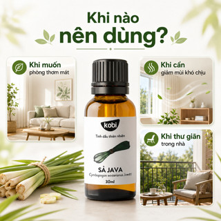 Tinh dầu Sả Java Kobi Citronella 10ml thơm phòng khử mùi hỗ trợ xua côn trùng dùng khuếch tán