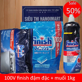 Gel Nước rửa bát Finish dùng cho máy rửa bát 900ml, xà phòng rửa bát viên finish nhật bản 100 viên