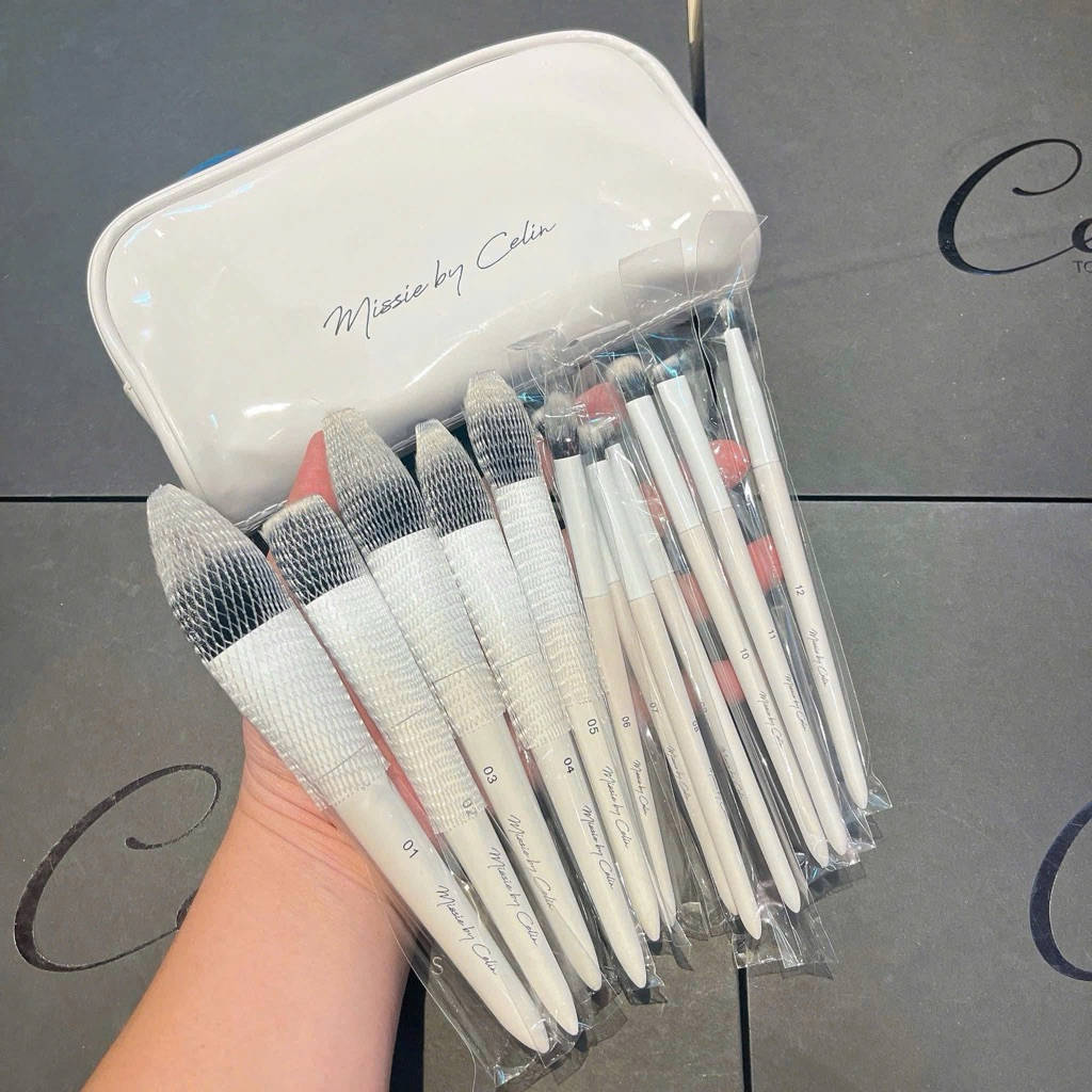 Bộ Cọ Trang Điểm Chuyên Nghiệp Missie by Celin - Set Cọ Celin Cao Cấp Kèm Túi Đựng Chống Thấm Sang C