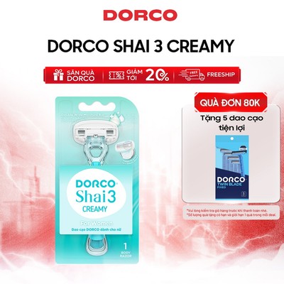 Dao Cạo Body Nữ DORCO SHAI 3 CREAMY - LTRA100PG-1B - Hộp 1 Cây Dao Cạo 3 Lưỡi