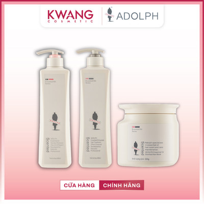 Bộ Dầu Gội và Dầu Xả, Ủ tóc ADOLPH Tinh Dầu Nước Hoa Mềm Mượt Phục Hồi Chính Hãng