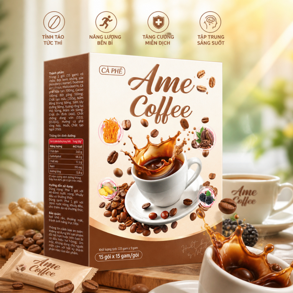 (Hàng Chính Hãng) Cà Phê Ame Coffee, Ezim Coffee Hộp 15 gói tiện lợi thơm ngon