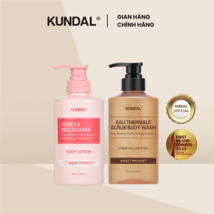 Set Sữa tắm tẩy tế bào chết Kundal + Sữa dưỡng thể Kundal ( 500ml*2ea )