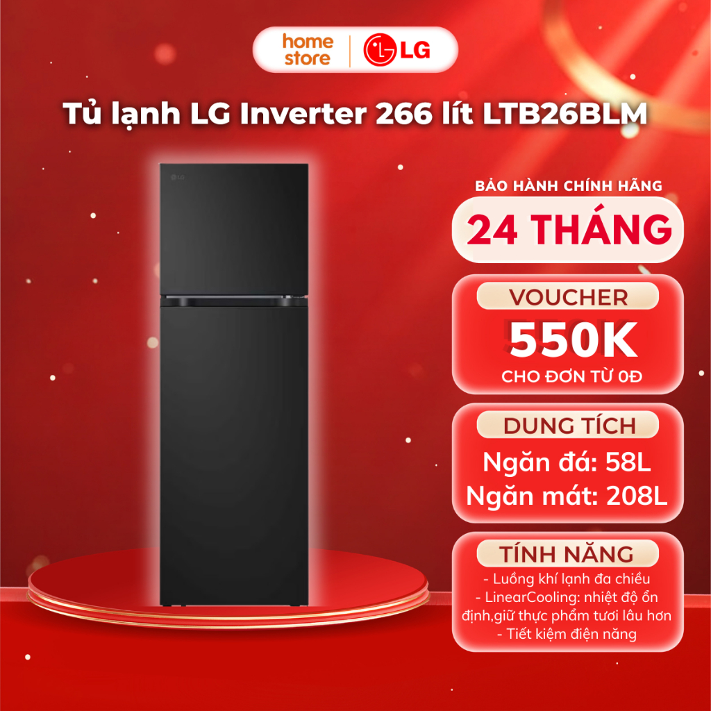 Tủ lạnh LG Inverter 266 lít LTB26BLM