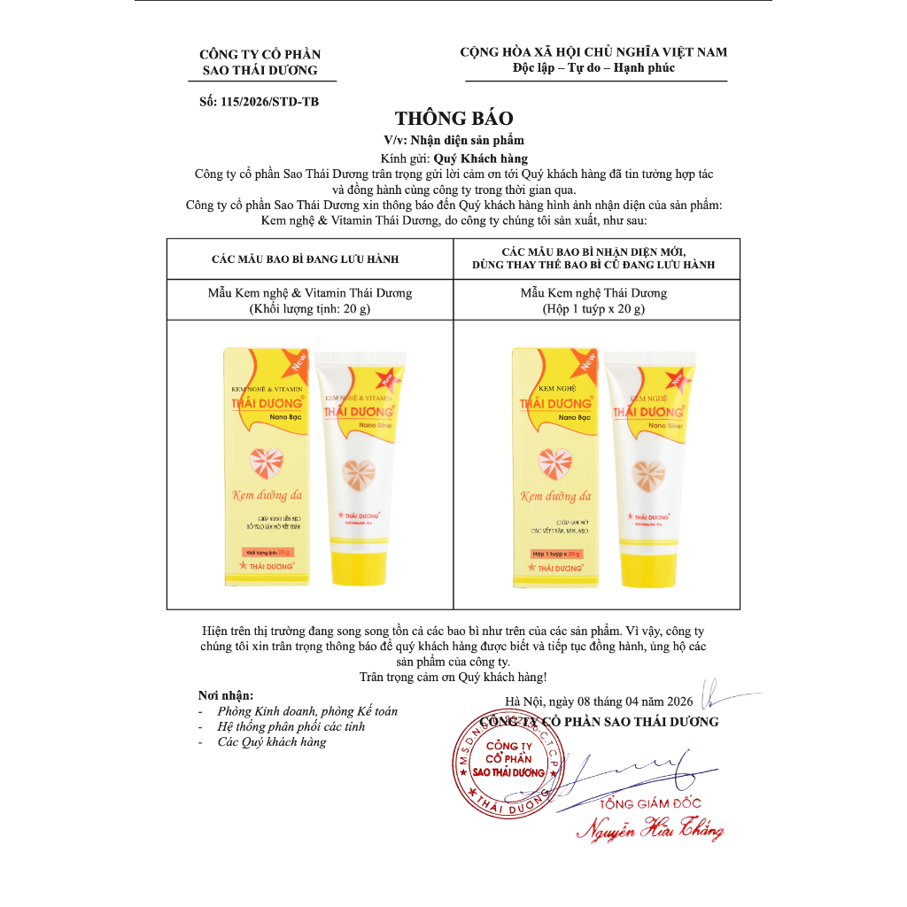 Bộ sản phẩm Kem nghệ Thái Dương 20g và Sữa rửa mặt nghệ Thái Dương 90g - Sao Thái Dương | BigBuy360 - bigbuy360.vn