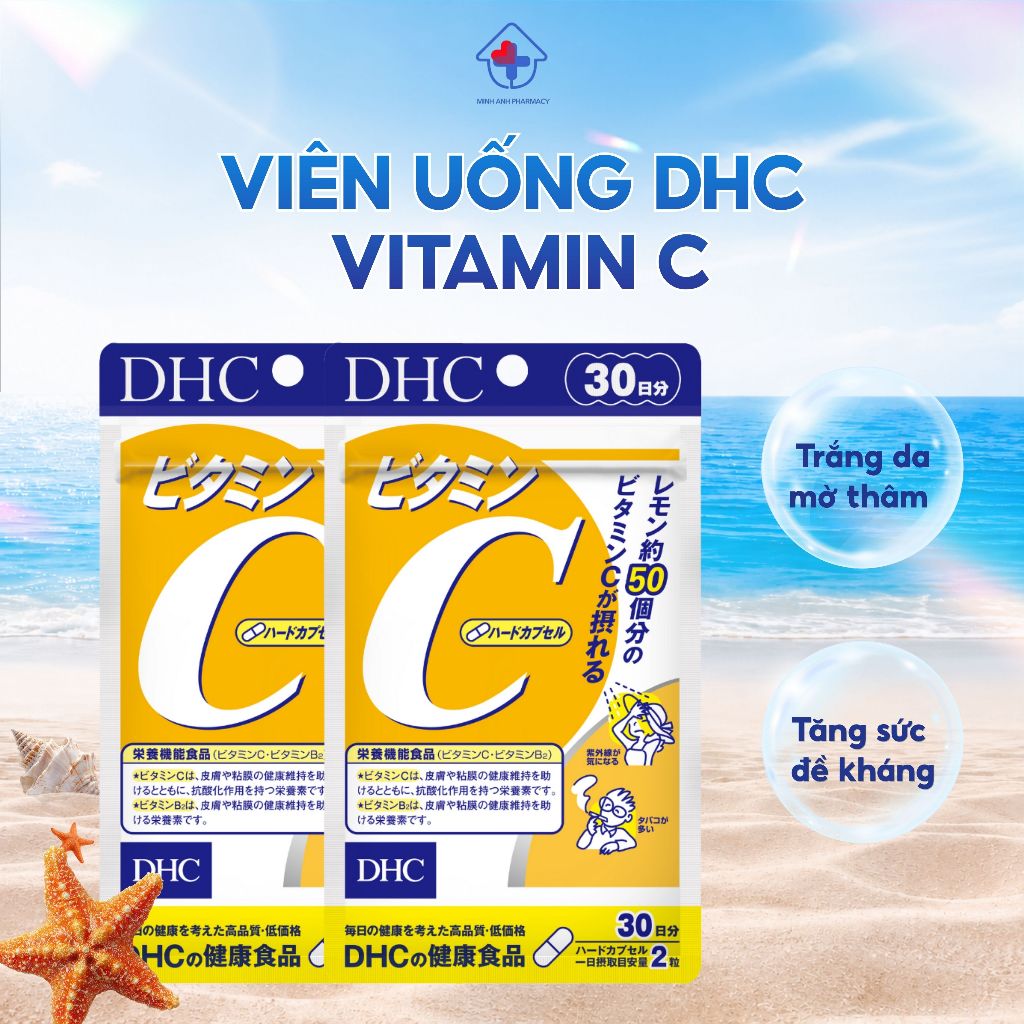 Viên uống DHC Vitamin C hỗ trợ sáng da, giảm thâm (30&90 ngày) - TPBVSK DHC VITAMIN C HARD CAPSULE