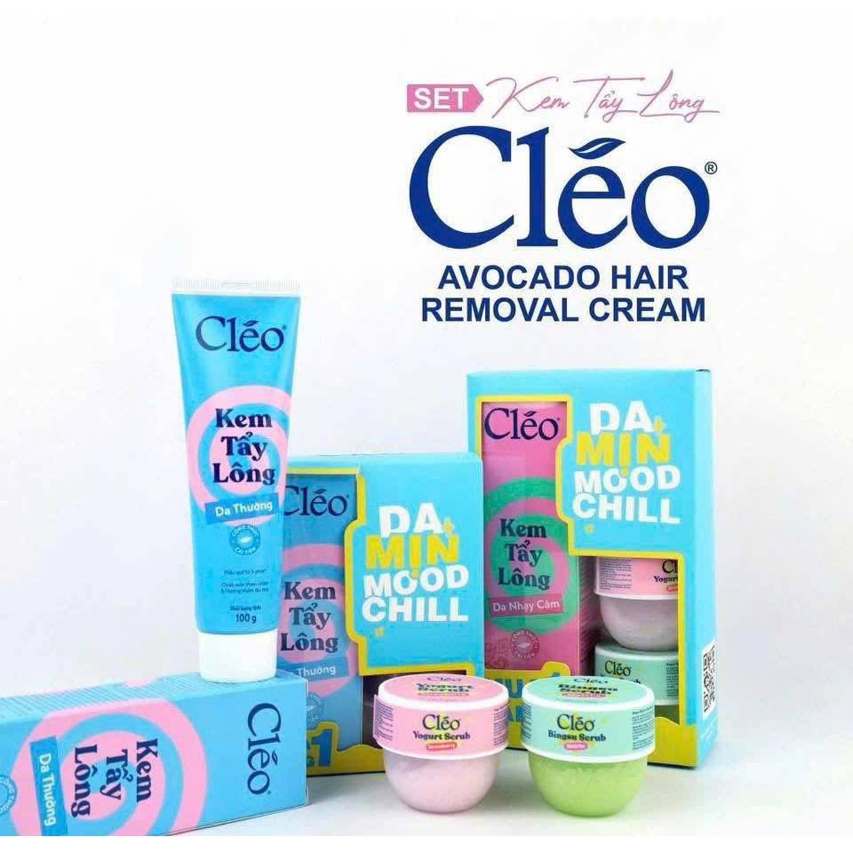 Kem Tẩy Lông Cleo 50g Tặng Tẩy Tế Bào Chết Toàn Thân Bingsu Scrub Matcha 50g