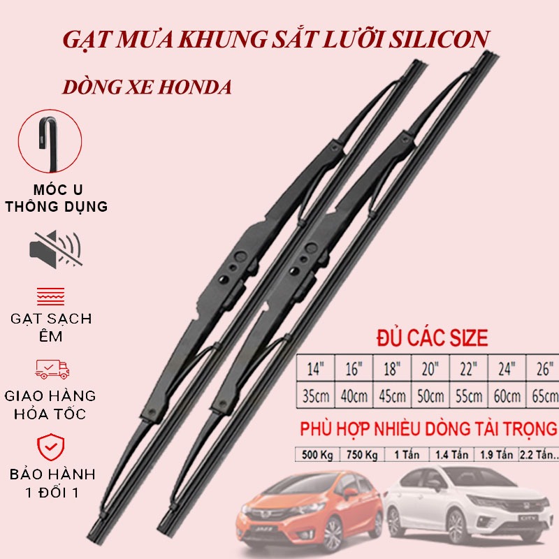 Gạt mưa ô tô Honda CR-V , Honda Civic, Honda City gạt mưa oto xe hơi khung sắt lưỡi silicon cấp khôn