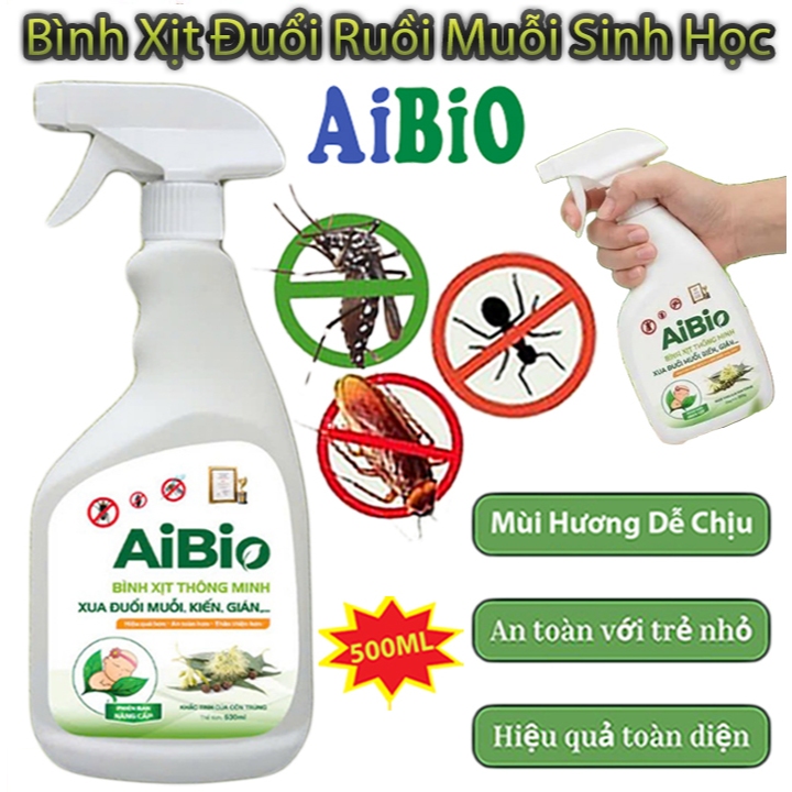 Xịt Đuổi Côn Trùng Gia Đình AIBIO 500ml - Hương Thảo Mộc Thơm Dịu Dễ Chịu