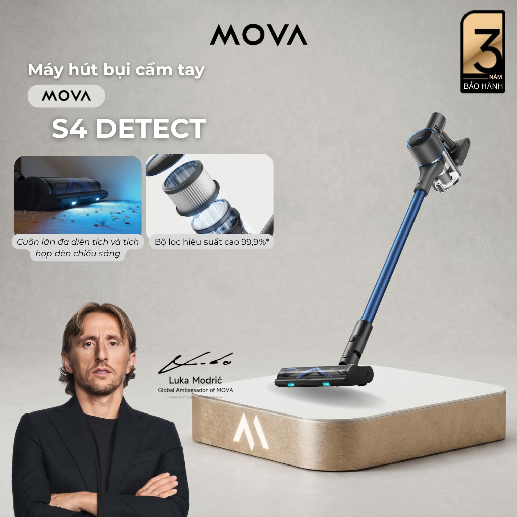 Máy Hút Bụi Cầm Tay Không Dây Mova S4 Detect | Ánh Sáng Xanh Phát Hiện Bụi Dễ Dàng | Công Suất Mạnh 150AW | BH 36 Tháng | BigBuy360 - bigbuy360.vn