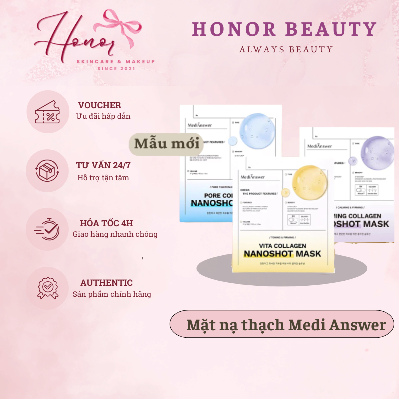 [FULL HỘP] Mặt Nạ Collagen MediAnswer Mặt Nạ Thạch Medi Answer Mask Dưỡng Trắng Giảm Lão Hoá Da