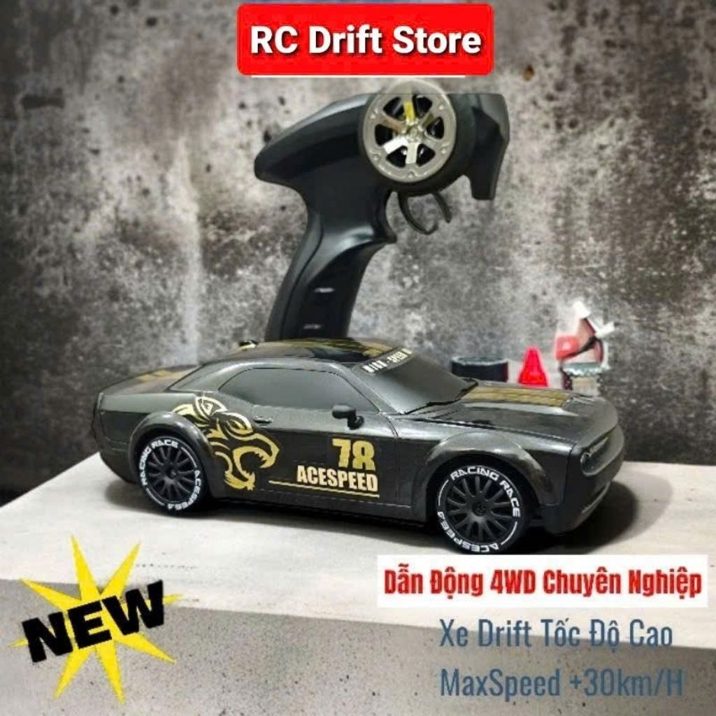 Xe Điều Khiển RC Mini Drift FQD 10 Có Gyro, Servo lái Mustang BlackHaw 1:20 phiên bản nâng cấp, chạy