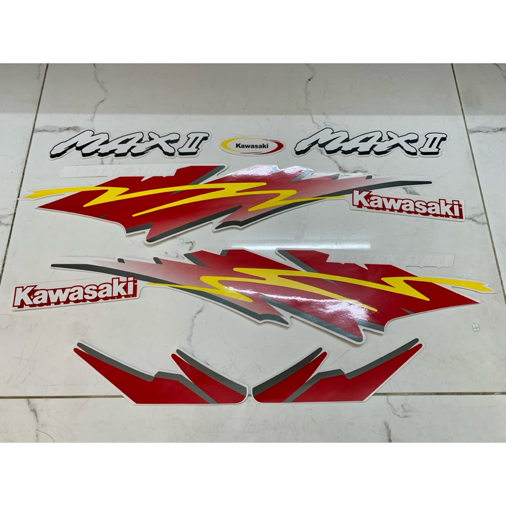Bộ tem Kawasaki max 2 đời đầu màu đỏ hàng nhập Thái Lan chất lượng cao dành trang trí riêng cho dòng