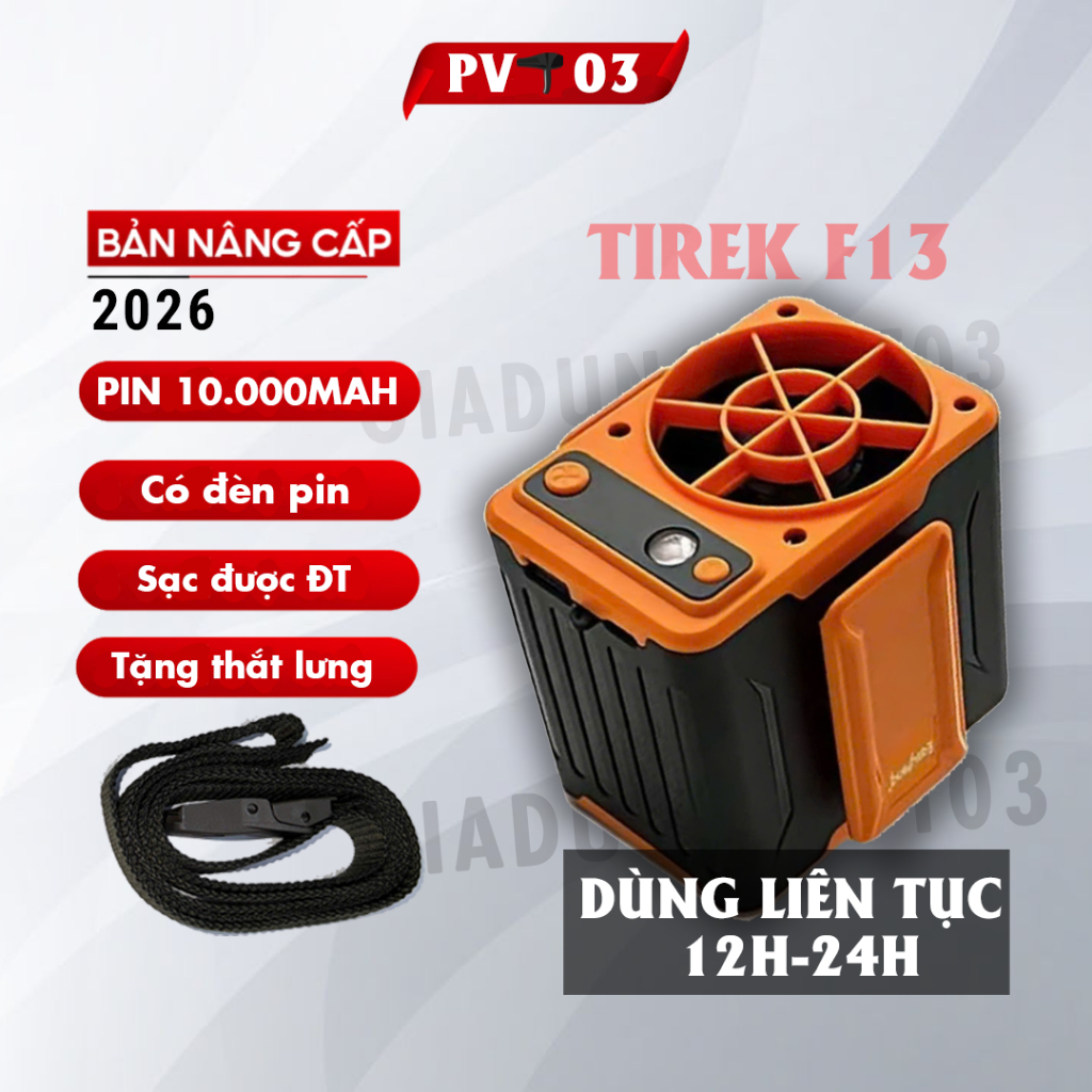 Quạt Đeo Thắt Lưng TIREK F13 Chạy Liên Tục 18h - 32h, Tặng Dây Thắt Lưng, Sạc Được Điện Thoại