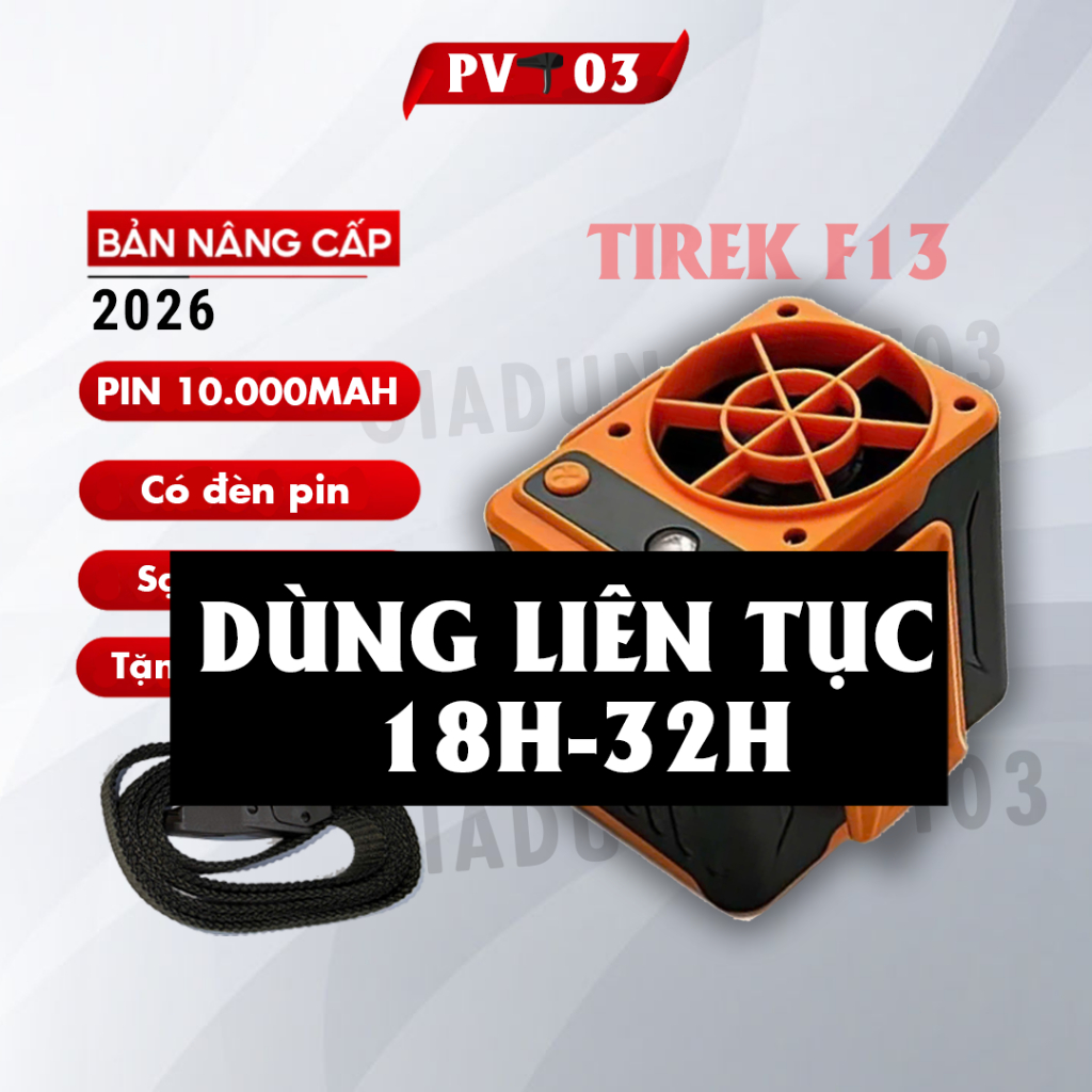 Quạt Đeo Thắt Lưng TIREK F13 - F18 Chạy Liên Tục 18h - 32h, Tặng Dây Thắt Lưng, Sạc Được Điện Thoại