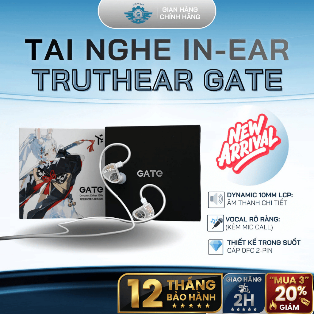 🎧[Cực Hot] Tai Nghe In-Ear Truthear GATE –10 mm LCP HiFi, Mic In-line, Bass Ấm,Chống Ồn, Màng LCP