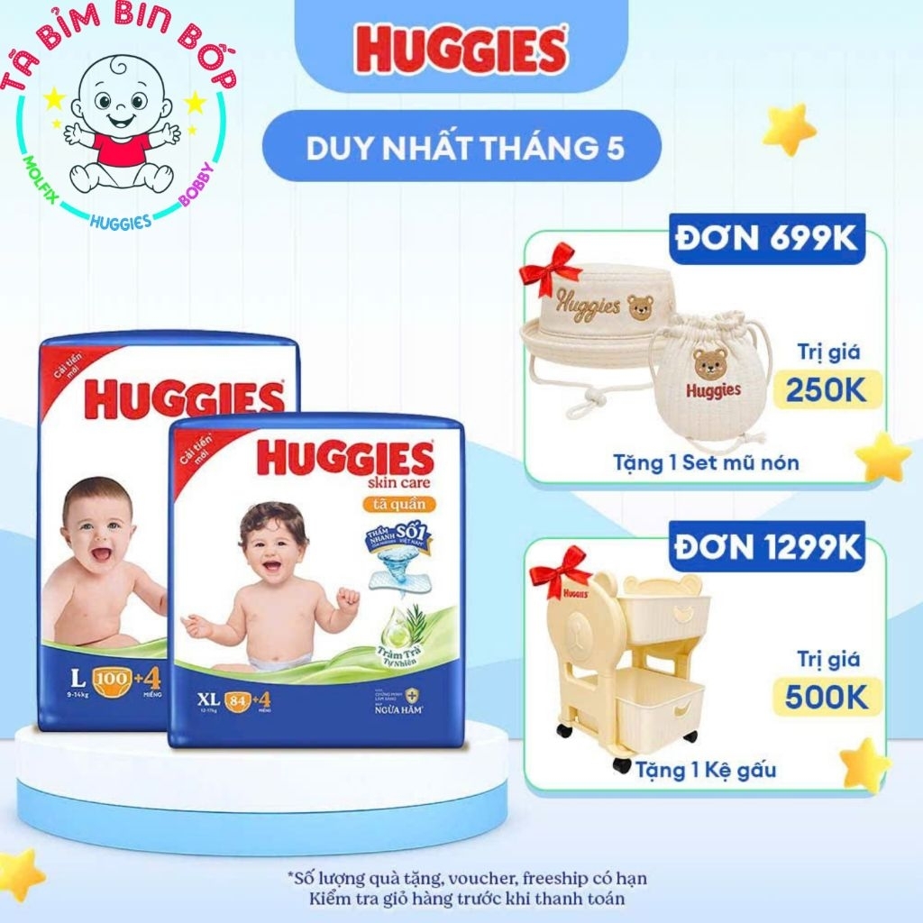 [Mua ĐƠN 999KTẶNG VALI14INCH]Tã bỉm quần Huggies skin care từ M đến 3Xl