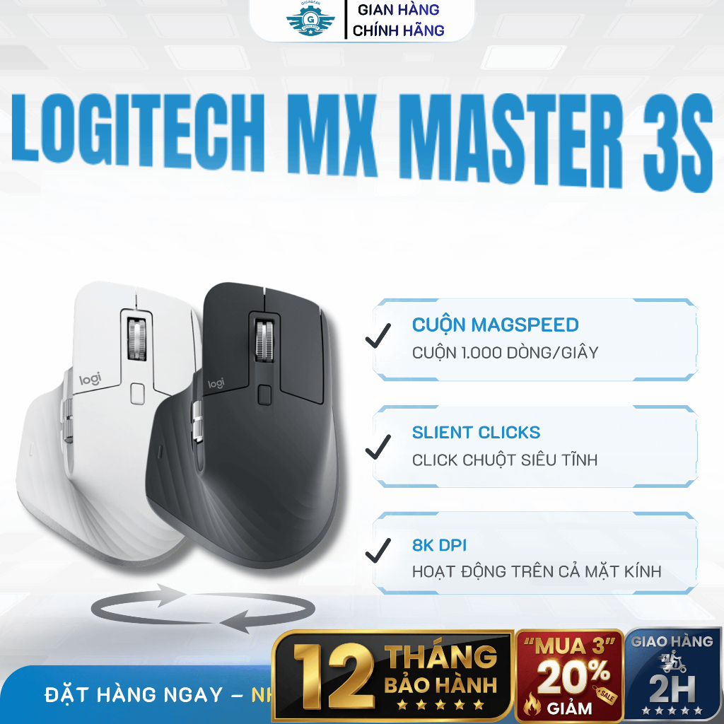 [🔰Chính Hãng] Chuột Không Dây Bluetooth Logitech MX Master 3S - Silent, Multi Device, Công Thái Học