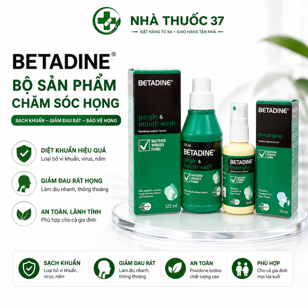 Xịt họng Betadine giảm đau họng, giảm ho