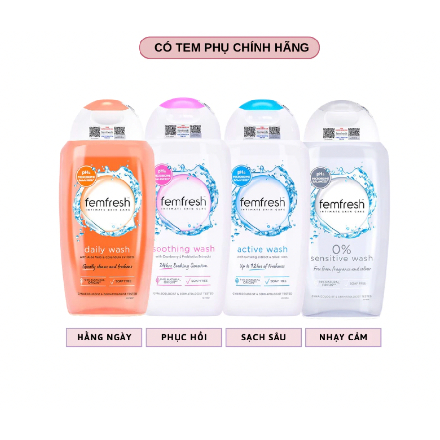 Dung dịch vệ sinh Femfresh ddvs hồng cam xanh dạng xịt 250ML khử mùi hôi dịu nhẹ