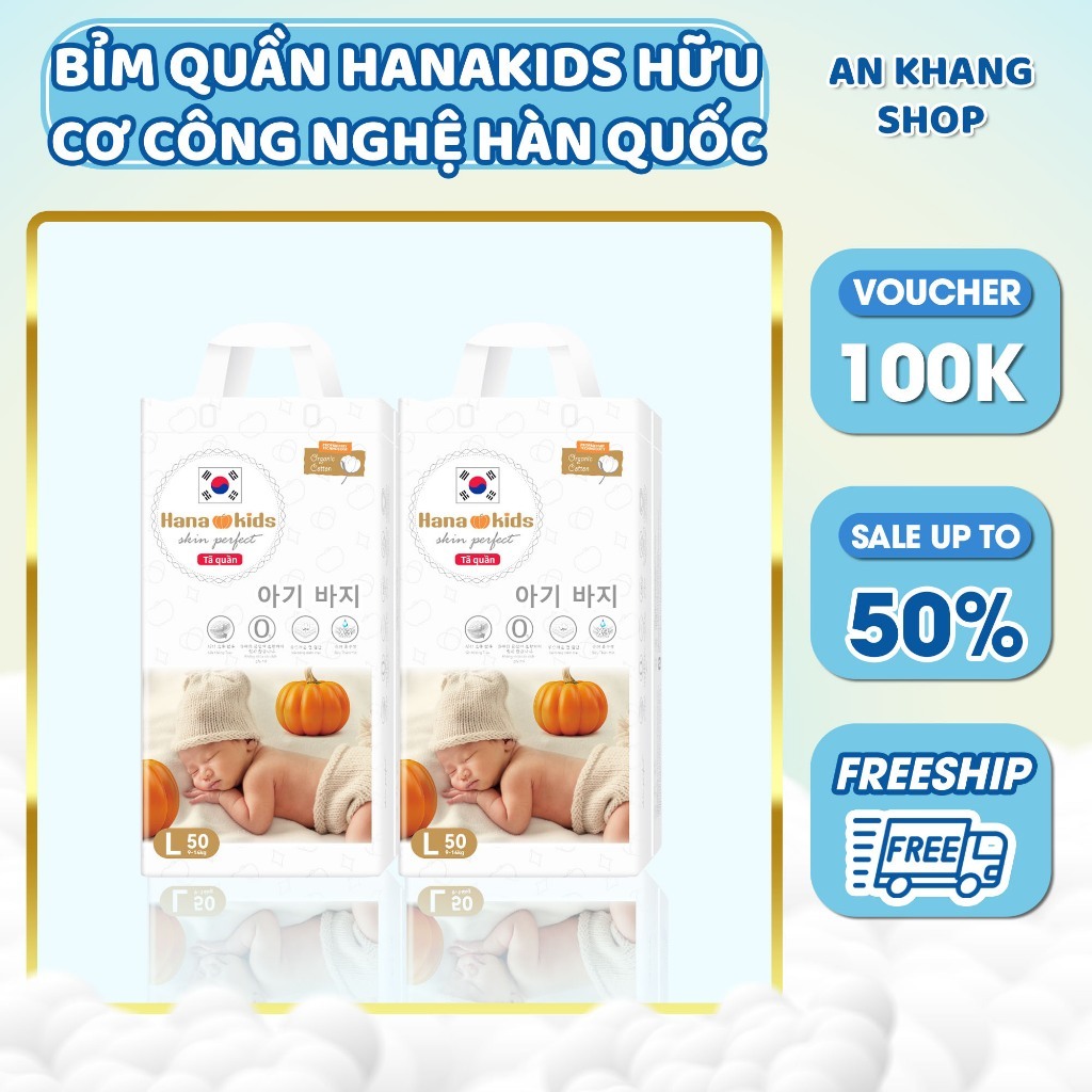 3BICH 150 Bỉm quần hanakiss gold/ Hanakids hữu cơ công nghệ Hàn Quốc bảo vệ hăm cho trẻ từ 4-30kg, a