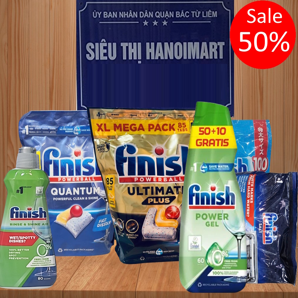 [HCM] nước làm bóng eco 400ml, gel rửa eco Finish hữu cơ 900ml, muối finish eco 1kg, Viên rửa chén b