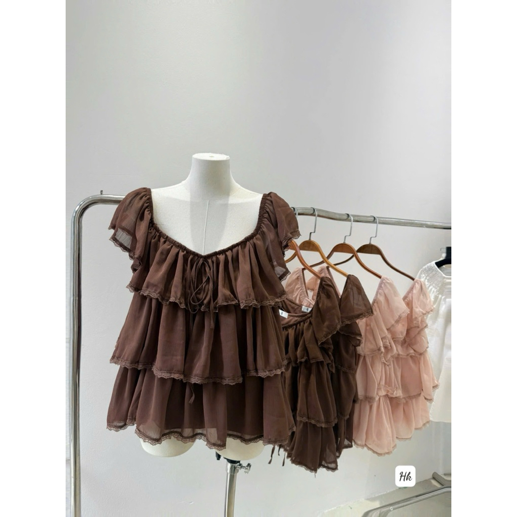 [ ẢNH THẬT QC ] ÁO KIỂU TƠ TẦNG NỮ MIX BÈO FOM CHUẨN QC NHẬP FULL 3 MÀU SIÊU HOT 2026 BÁNH BÈO TIỂU THƯ DÂY RÚT