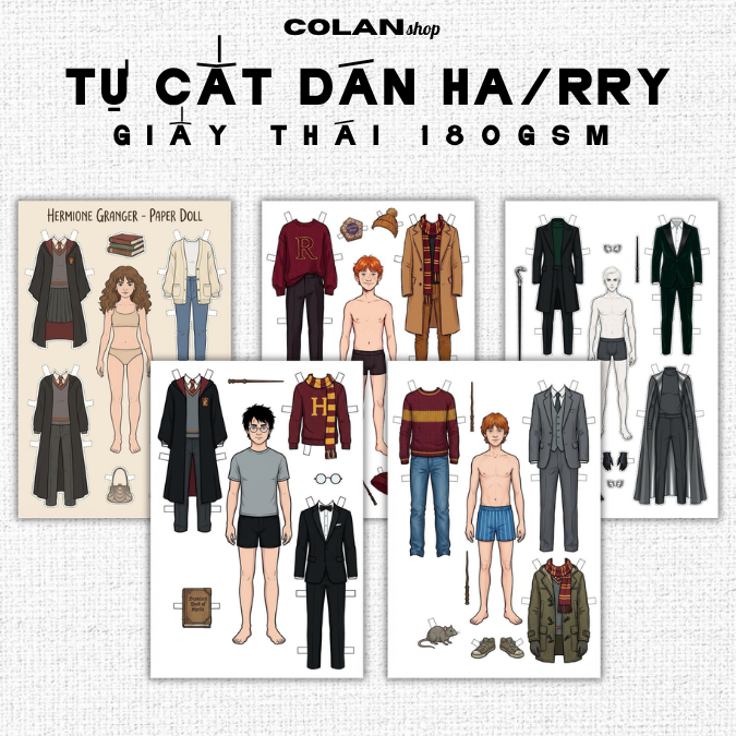 Giấy Tự Cắt Dán H4rry P0tt3r Paper Doll 180gsm A4 – Bộ Nhân Vật Tự Cắt Dán COLAN