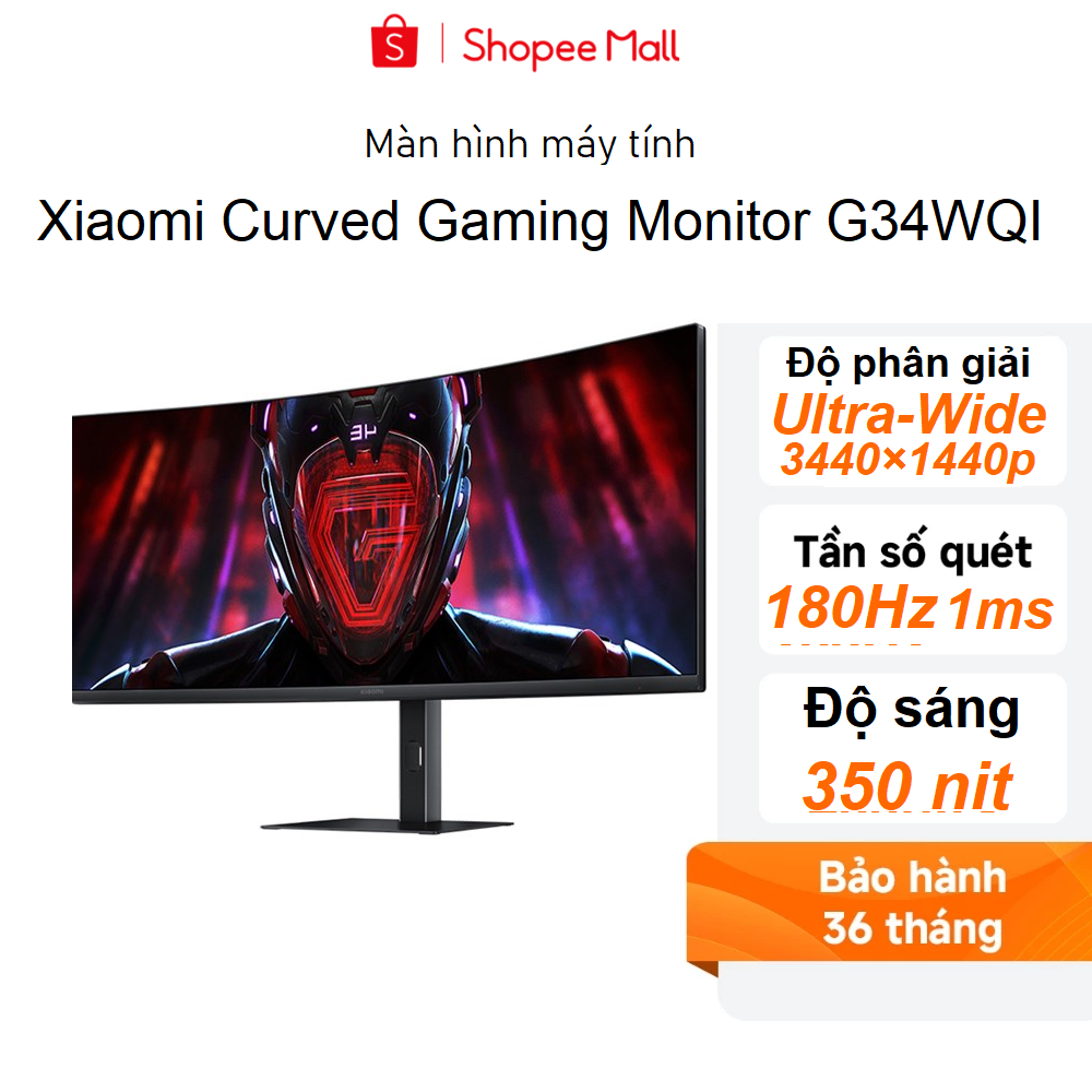 Màn hình Xiaomi G34WQi Ultra-Wide Quad HD(3440×1440p) 1500R/180Hz/1ms/350nit ELA5454EU- Hàng chính h