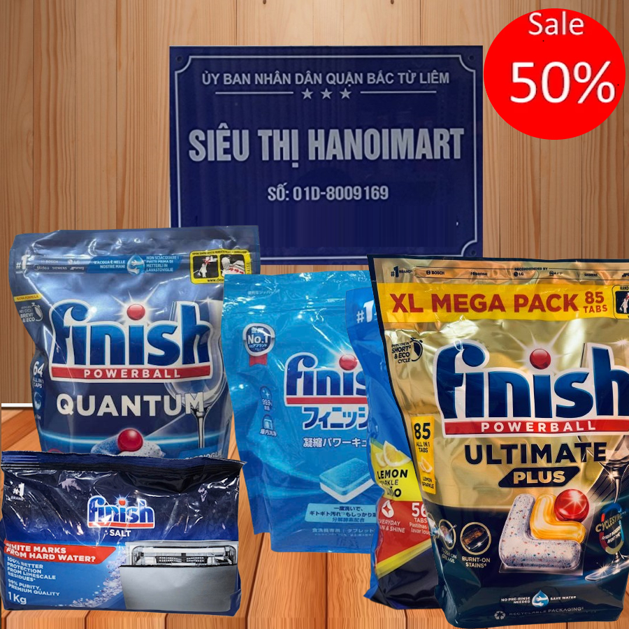 Viên rửa bát Finish Quantum gói 64 viên, 85V ultimate plus