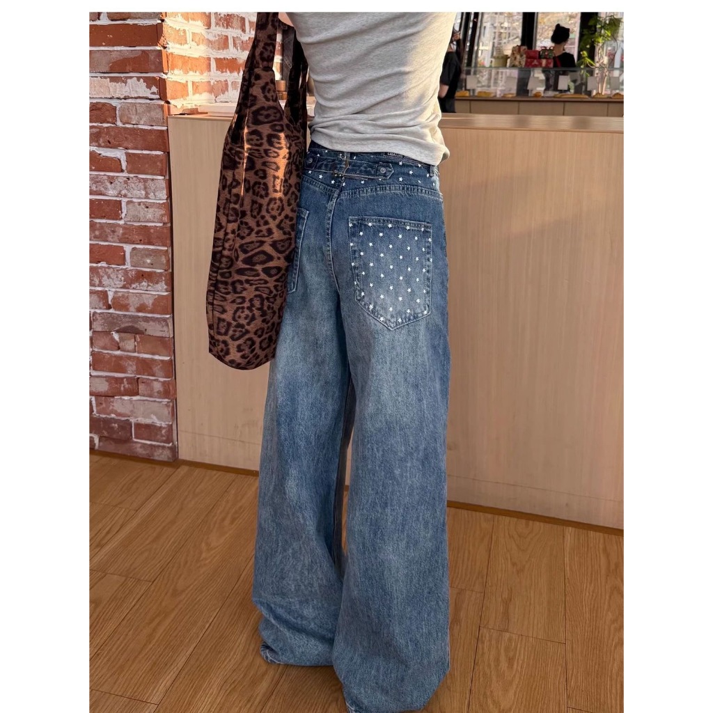 Quần Jean Nữ Ống Rộng Denim Nổi Bật Cá Tính Y2K | Quần Jean Form Baggy Che Khuyết Điểm