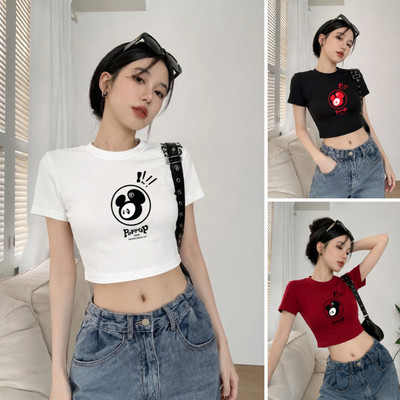 Áo Croptop nữ Poppop chất liệu vải 95% thun cotton  - 5% spandex mềm mịn Loza CR8589