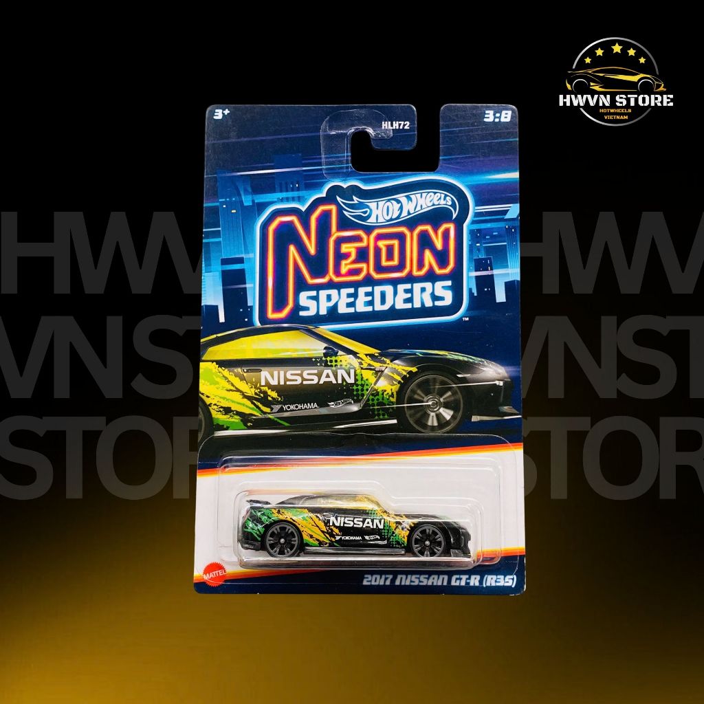 Xe mô hình Hotwheels Neon 2017 Nissan GTR (R35) màu đen