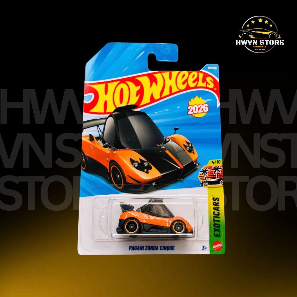 Xe mô hình Hotwheels Pagani Zonda Cinque màu cam