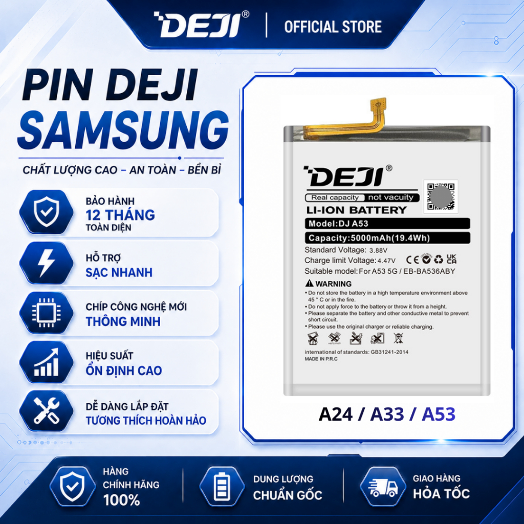 Linh Kiện Deji Samsung A24 / A33 5G / A53 5G (5000mAh) | EB-BA336ABY | EB-BA536ABY