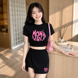 Áo Thun Nữ  , Áo Baby Tee Mona  Trắng Đen Chất Liệu Tăm Co Dãn  Áo Nữ Dáng Crtop