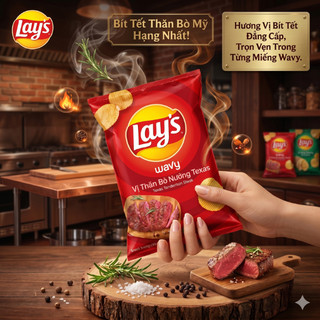Combo 3 Gói Snack Khoai Tây Lay's (Đủ Vị) - Bánh Khoai Tây Lát Giòn Rụm Thơm Ngon Ăn Vặt Cực Đã