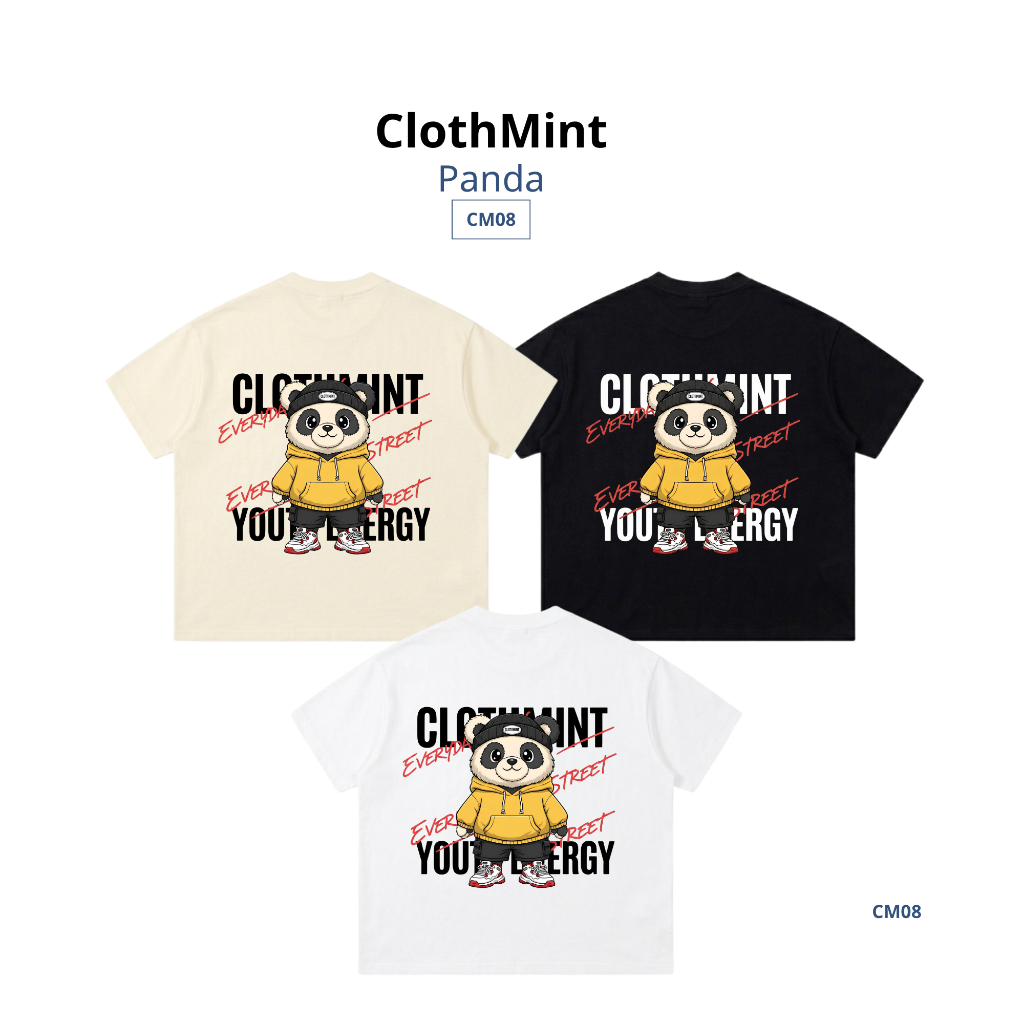 Áo thun ClothMint Panda 280GSM - Boxy T-Shirt - CM08