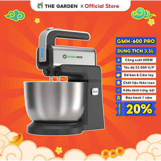 Máy Trộn Bột, Đánh Trứng, Đánh Kem Để Bàn GREENMIX 5 Tốc Độ, Công Suất 600W, 2 trong 1 để bàn và cầm tay
