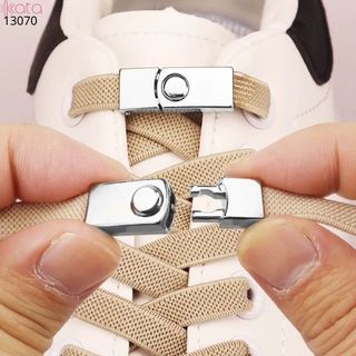 Dây giày bản dẹt co giãn + khóa bấm không cần buộc dây 13070