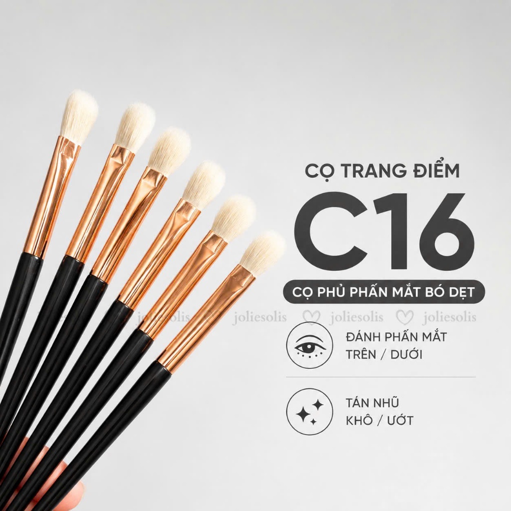 Cọ Trang Điểm C16 - Cọ Phủ Phấn Mắt bó Dẹt, Đánh Phấn Mắt Trên, Dưới Hoặc Dùng Để Tán Nhũ Khô/Ướt mã