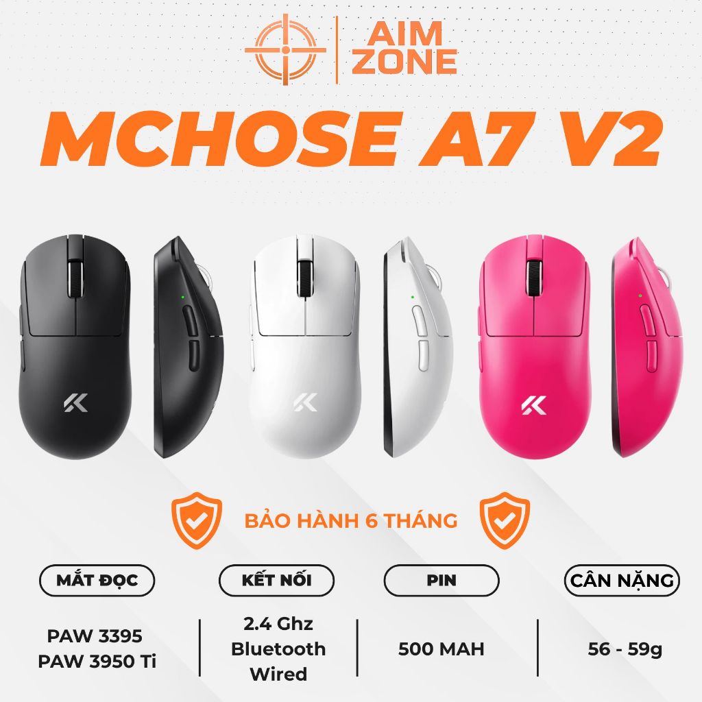 Chuột Gaming Không Dây Mchose A7 V2 Pro / A7V2 Pro Plus / A7V2 Ultra / A7V2 Ultra Plus - Bảo Hành 6 