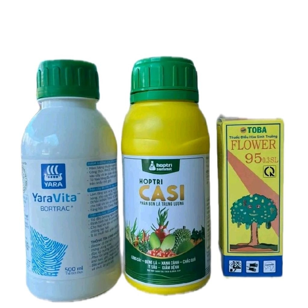 1 Bộ 3 đậu trái, chống rụng trái: 500ml bortrac, 500ml Casi, 100ml F95