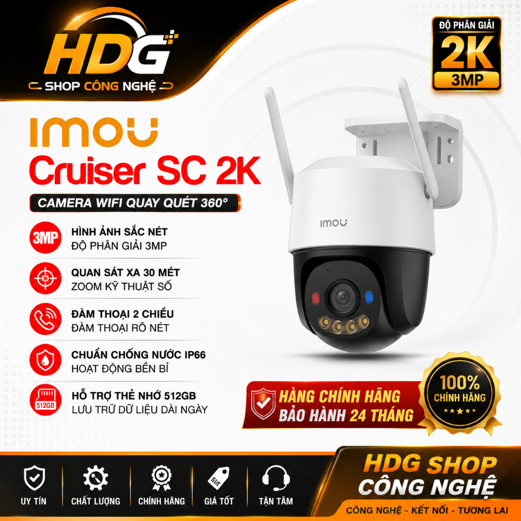 Camera Wifi ngoài trời Xoay 360 Imou IPC-K7FP-3H0WE, K7FP-5H0WE, S31FEP, S51FEP (Cruiser SC 3MP,5MP)