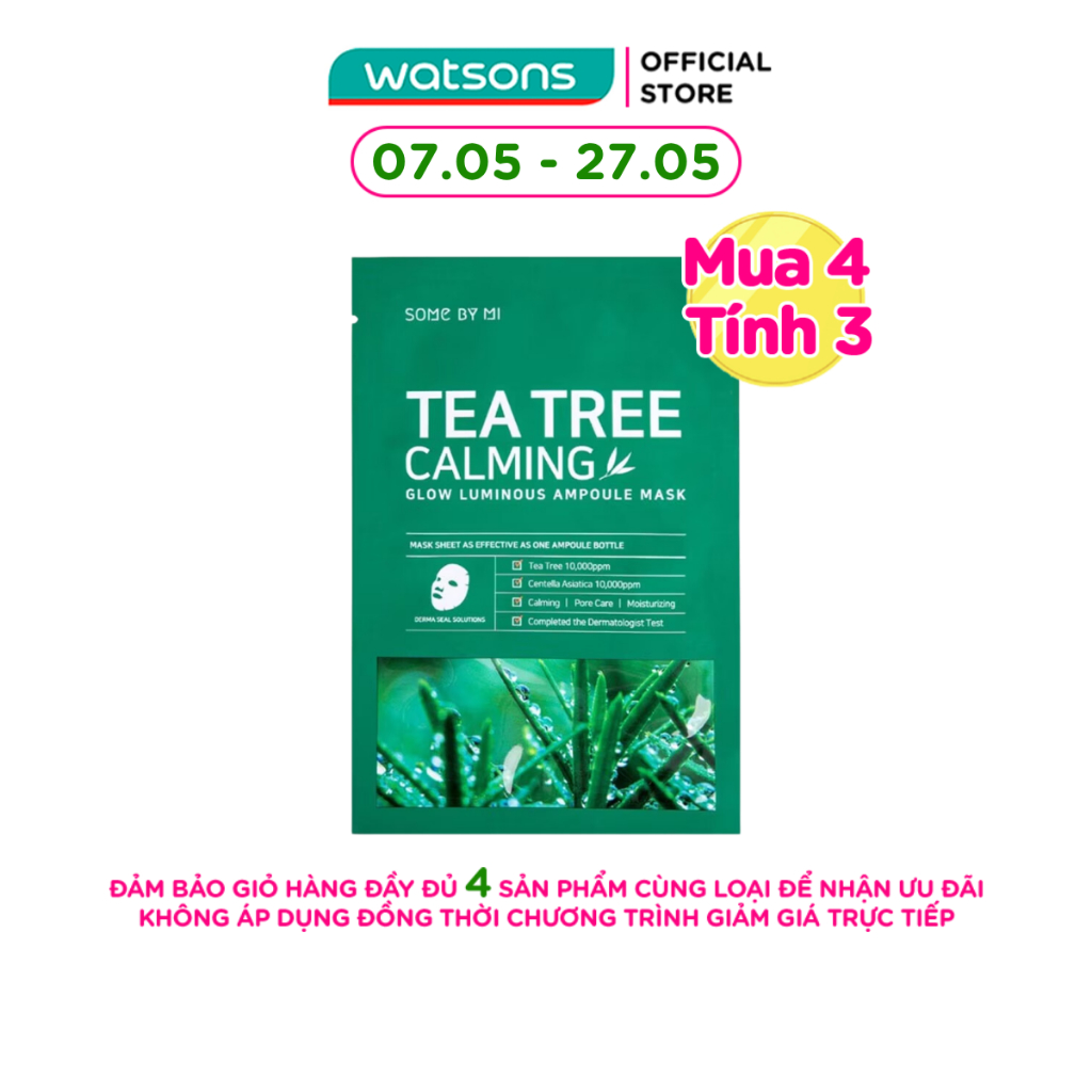 [Mã FMCGWA101 giảm 8% đơn 250K] Mặt Nạ Some By Mi Cho Da Mụn Tea Tree Calming Sheet Mask 25g