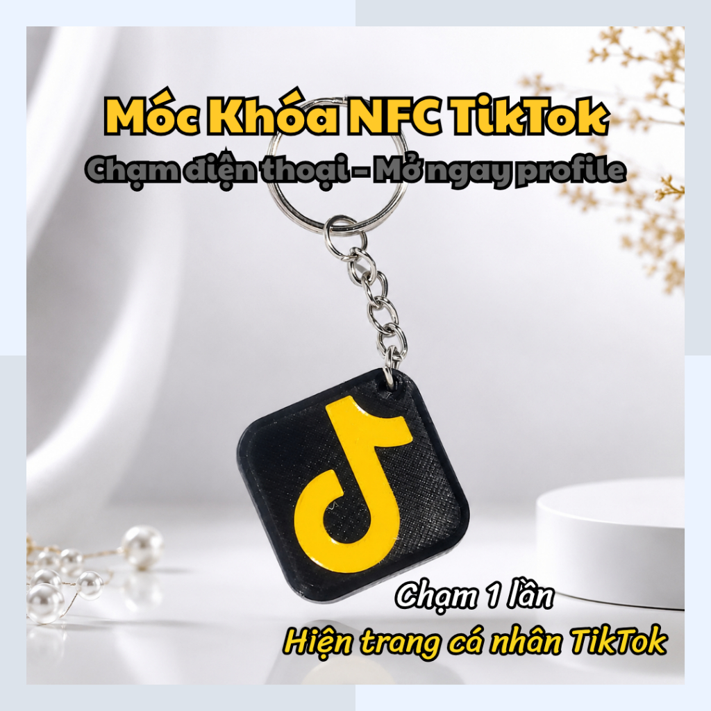 Móc Khóa NFC Logo TikTok Thông Minh–Chạm Mở Kênh Cá Nhân, Chia Sẻ Info Nhanh,Combo Ins TikTok Locket