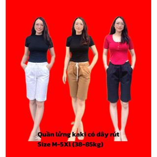 QUẦN LỬNG KAKI NỮ LƯNG THUN CÓ DÂY RÚT, CHẤT LIỆU CO GIÃN, PHÙ HỢP TẬP THỂ DỤC, ĐI CHƠI, MẶC Ở NHÀ